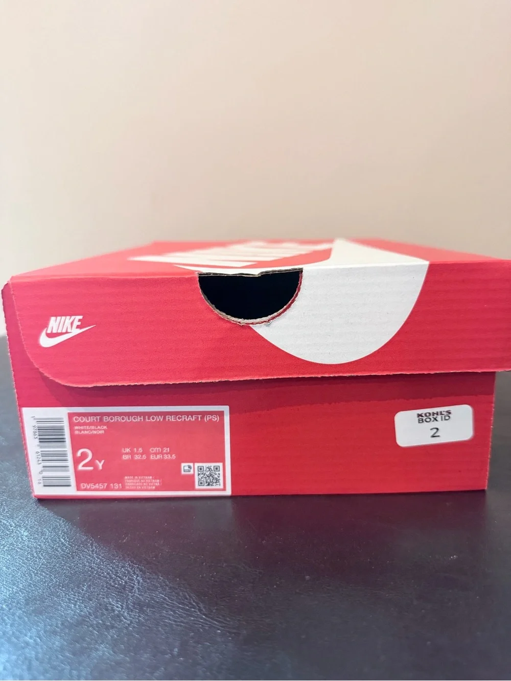 Nike Kids Black and White Court Borough low Recraft Sneakers